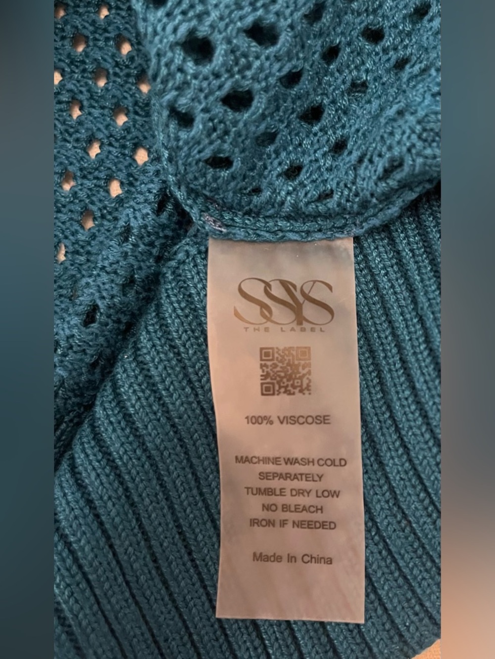 SSYS The Suzy Crochet Shawl Collar Top In Dark Teal NWOT Medium - Picture 9 of 11